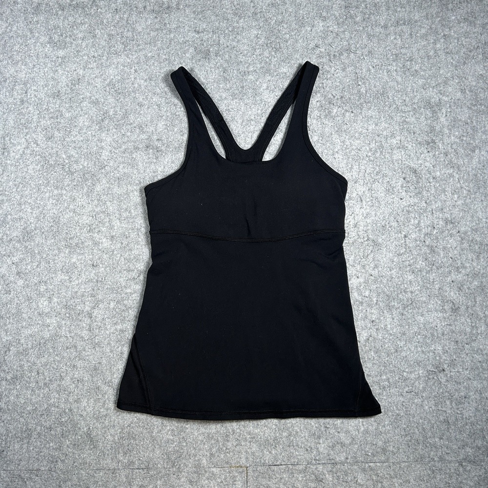 Lululemon Cross back Tank Top Womens Size 6 Black Built In Bra Athletica